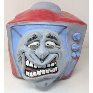 Vintage TV Crazy Face Head Mask Full Head Latex Halloween 80s 90s